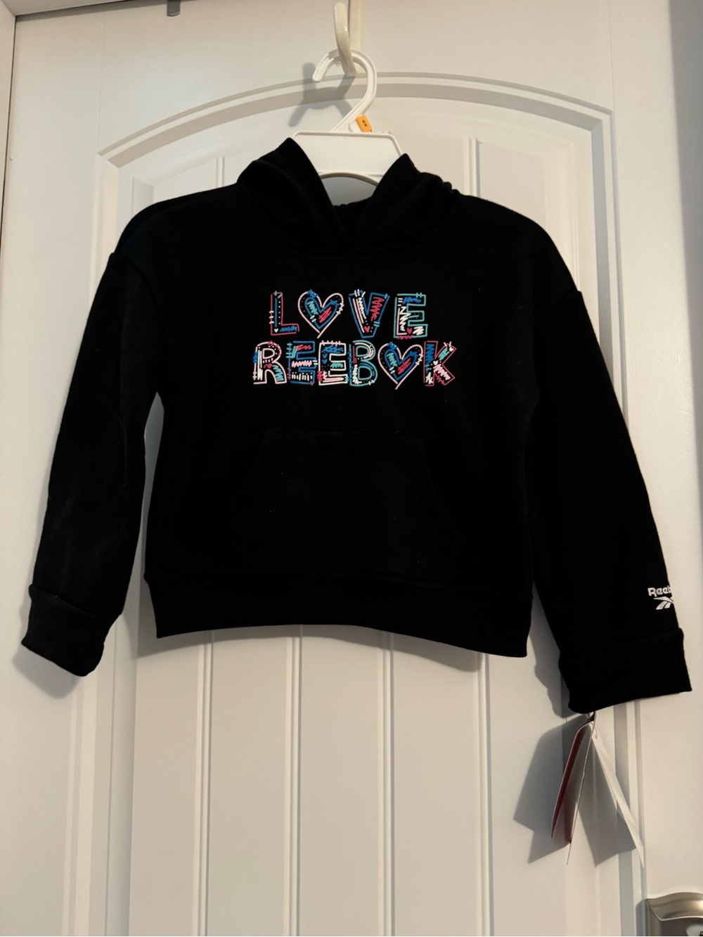 Cute Reebok size 4 5 black hooded logo sweatshirt girls new